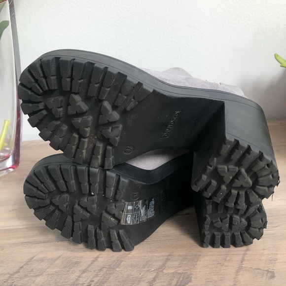 Divided Faux Suede Chunky Heel Booties - Picture 7 of 8